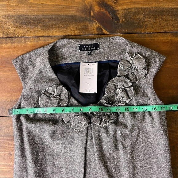 Robert Rodriguez Grey Sleeveless Wool Silk Tweed Sheath Dress Rosette Women's 0 - Picture 7 of 9